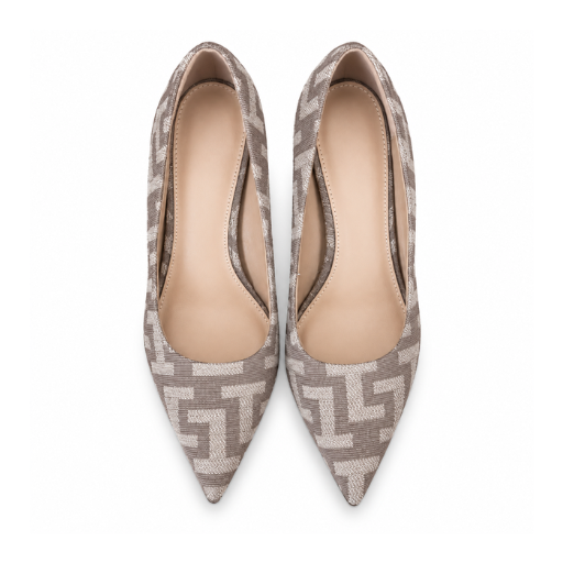 Taupe Monogram Pointed-Toe Pumps