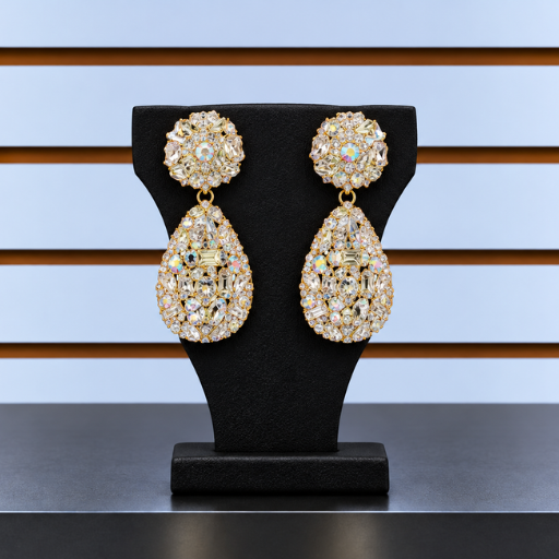 Rhinestone Teardrop Dangle Earrings