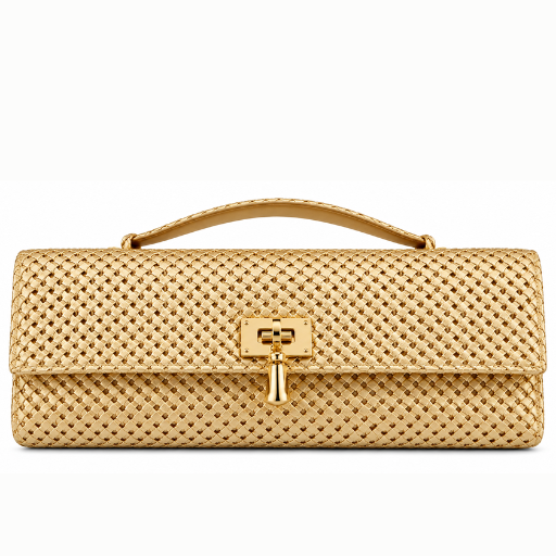 Gold Metallic Woven Clutch Purse