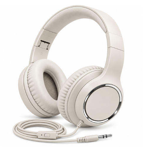 White Bass Jaxx Superior Wired Stereo Headphones with Microphone