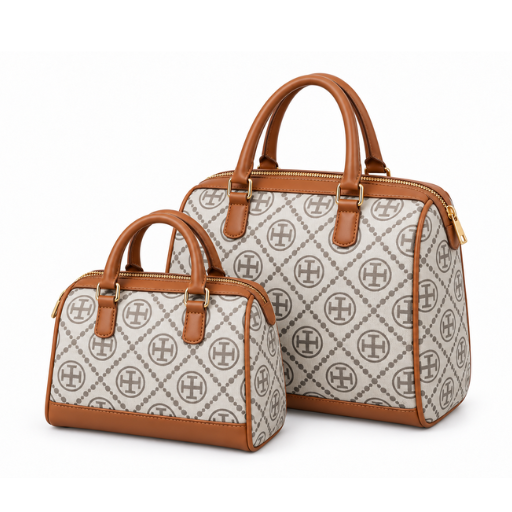 Brown & Cream 2-Piece Handbag Set