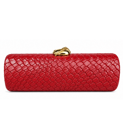 Burgundy Woven Leather Clutch