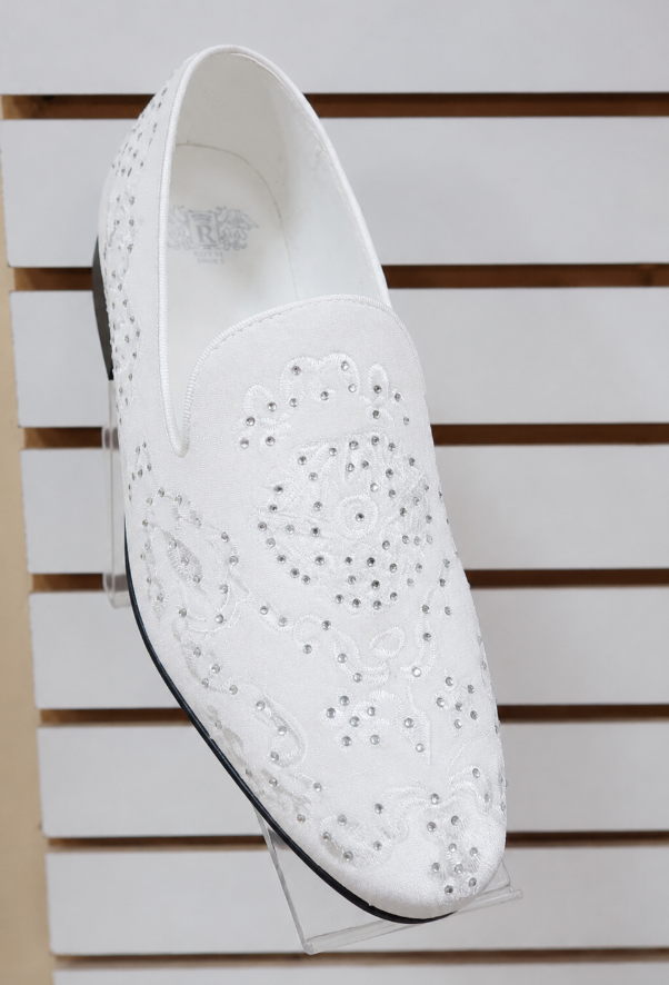 Velvet White with Diamonds Loafers