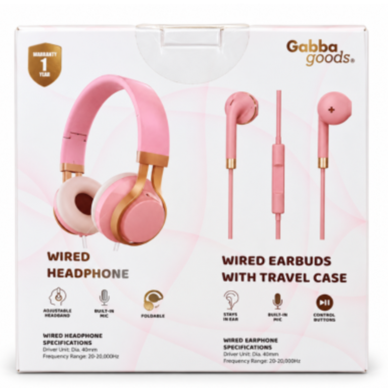 Gabba Goods 2 Piece Audio Set Headphones & Earbuds