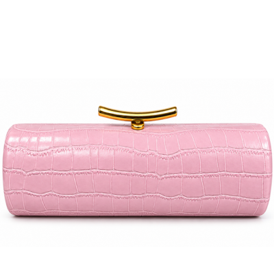 Pink Crocodile Embossed Clutch