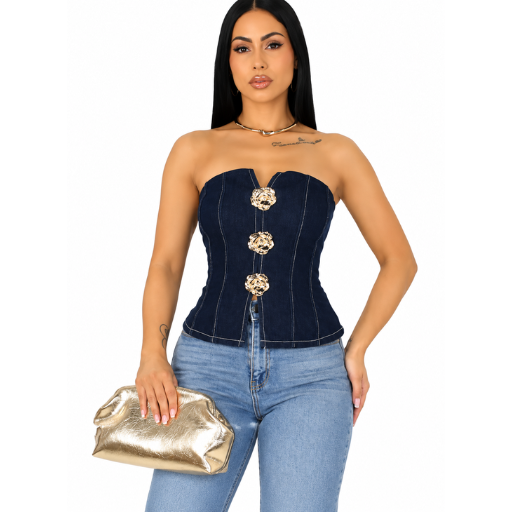 Women’s Lulu Strapless Denim Corset Top